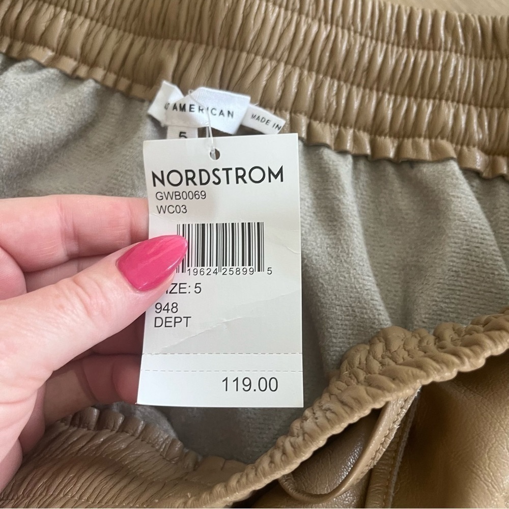 Good American Better Than Leather Shorts Pull On Warm Caramel Tan Size 5 - Picture 8 of 11